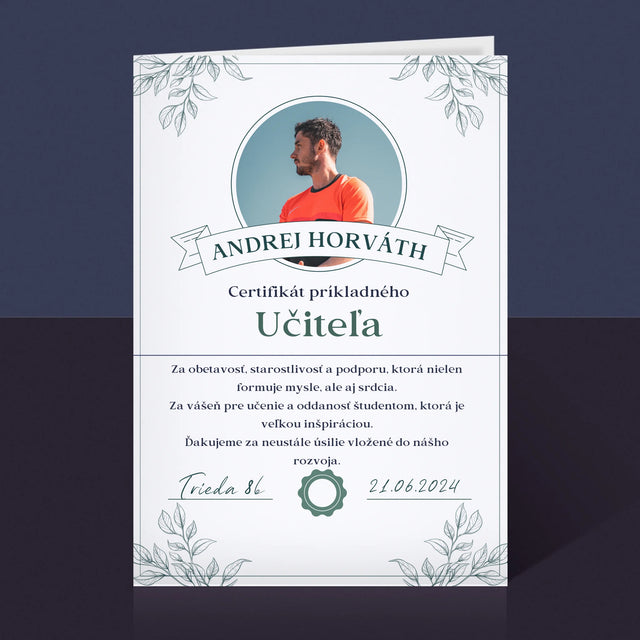 Fotografia A Podpis: Certifikát Príkladného Učiteľa - Kartička S Prianiami
