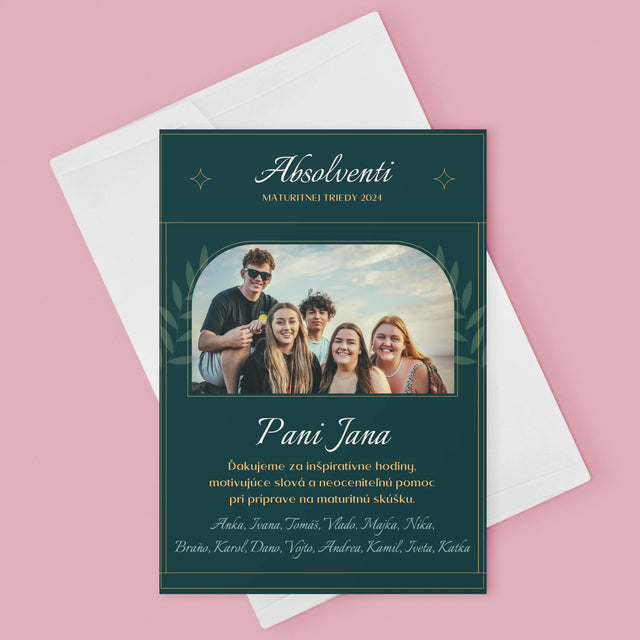 Monogram: Učiteľ Ďakujeme - Kartička S Prianiami