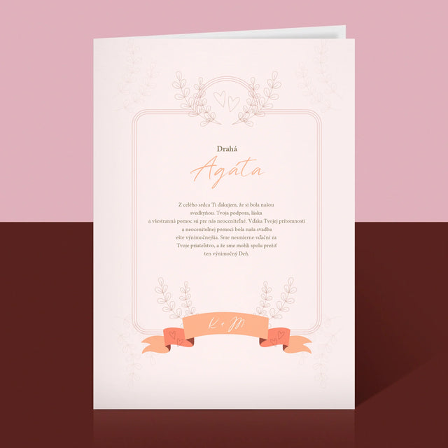 Meno A Podpis: Poďakovanie Pre Svedkyňu - Kartička S Prianiami