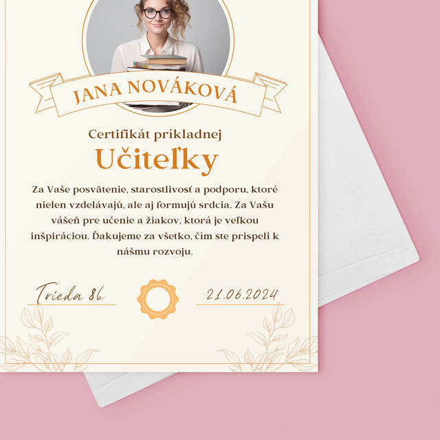 Fotografia A Podpis: Certifikát Príkladnej Učiteľky - Kartička S Prianiami
