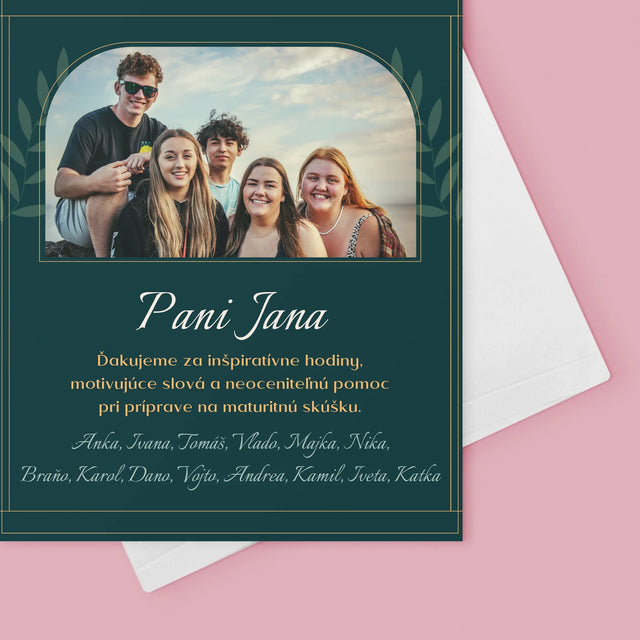 Monogram: Učiteľ Ďakujeme - Kartička S Prianiami