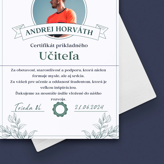 Fotografia A Podpis: Certifikát Príkladného Učiteľa - Kartička S Prianiami