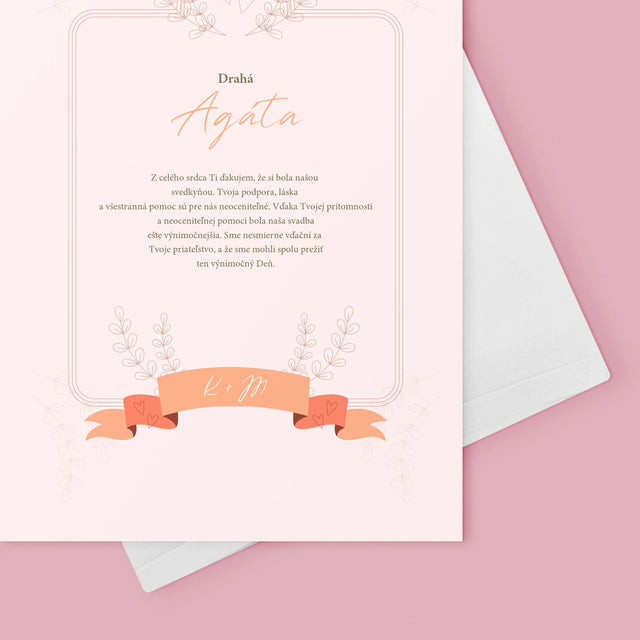 Meno A Podpis: Poďakovanie Pre Svedkyňu - Kartička S Prianiami