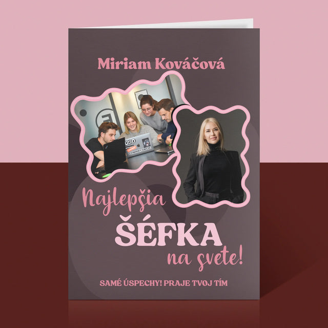 Fotokoláž: Najlepšia Šéfka - Kartička S Prianiami