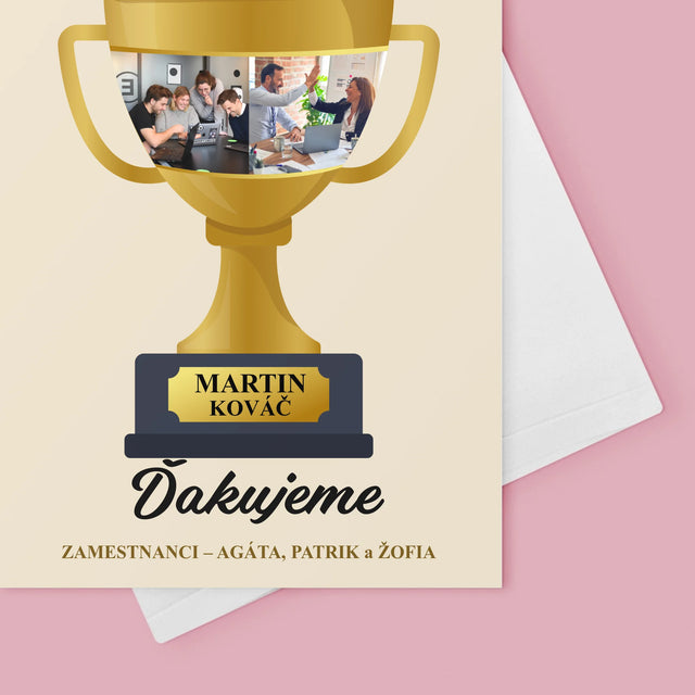 Fotokoláž: Pohár Pre Najlepšieho Šéfa - Kartička S Prianiami