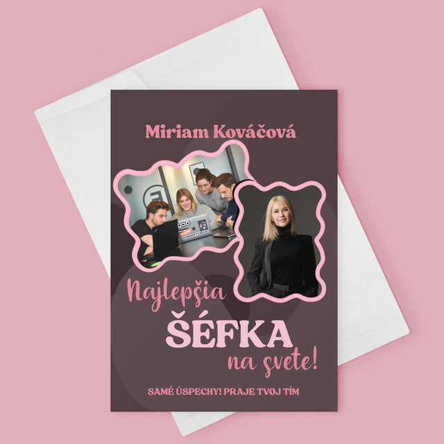 Fotokoláž: Najlepšia Šéfka - Kartička S Prianiami