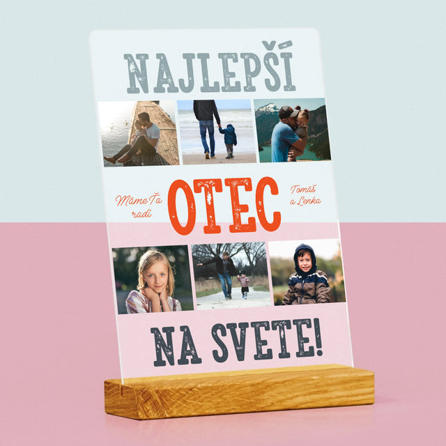 Fotokoláž: Najlepší Otec Na Svete Fotografie - Tlač Na Akrylové Sklo (Vertikálne)