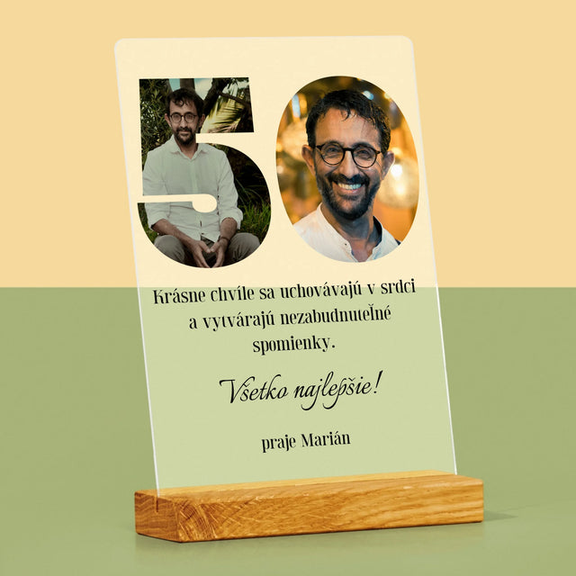 Slovo Z Fotografií: 50. Narodeniny - Tlač Na Akrylové Sklo (Vertikálne)