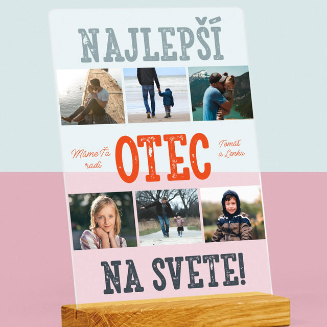 Fotokoláž: Najlepší Otec Na Svete Fotografie - Tlač Na Akrylové Sklo (Vertikálne)