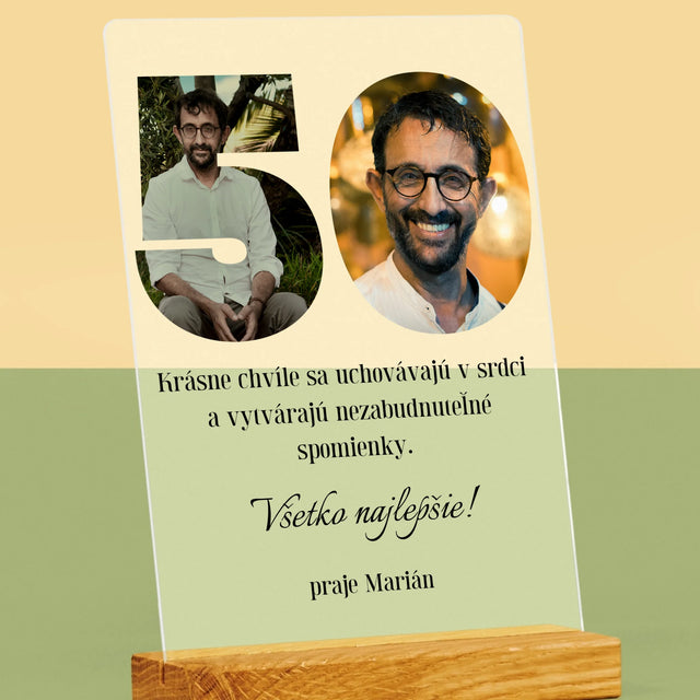 Slovo Z Fotografií: 50. Narodeniny - Tlač Na Akrylové Sklo (Vertikálne)