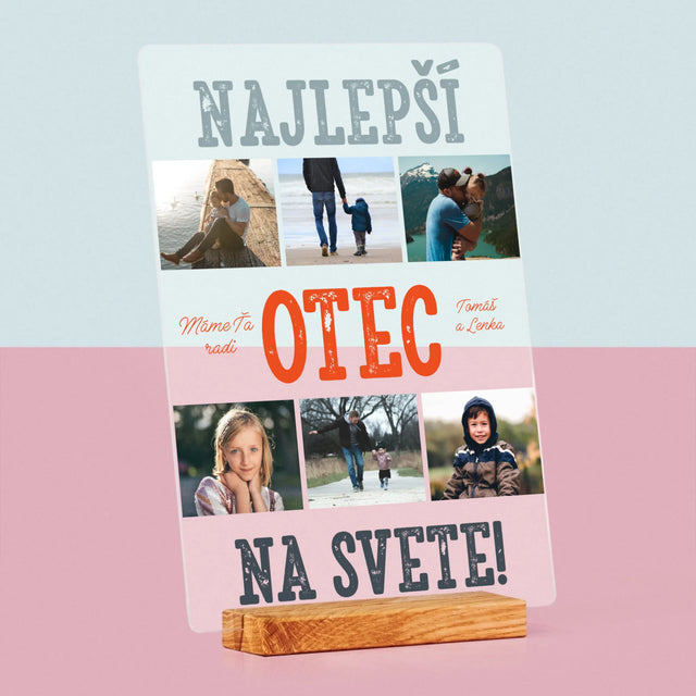 Fotokoláž: Najlepší Otec Na Svete Fotografie - Tlač Na Akrylové Sklo (Vertikálne)
