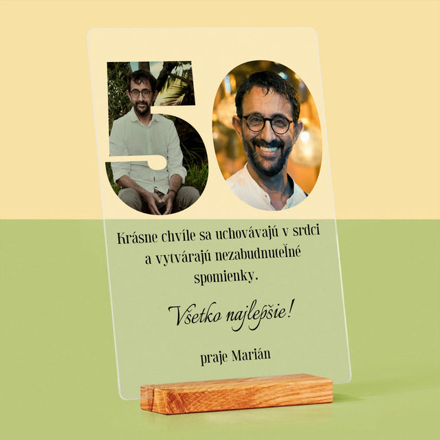 Slovo Z Fotografií: 50. Narodeniny - Tlač Na Akrylové Sklo (Vertikálne)