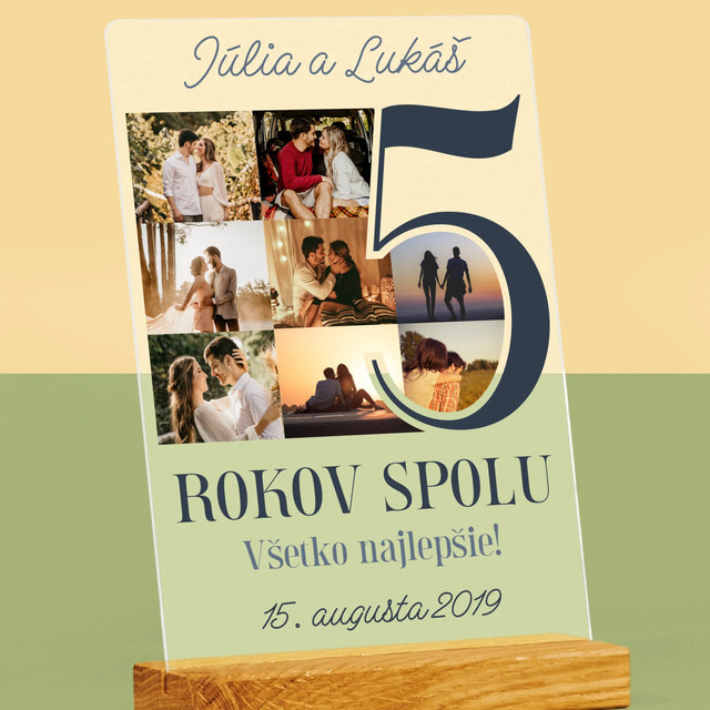 Fotokoláž: 5 Rokov Spolu - Tlač Na Akrylové Sklo (Vertikálne)