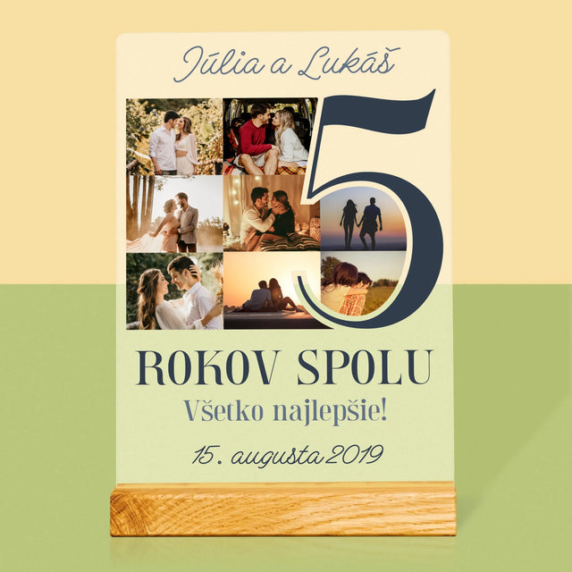 Fotokoláž: 5 Rokov Spolu - Tlač Na Akrylové Sklo (Vertikálne)
