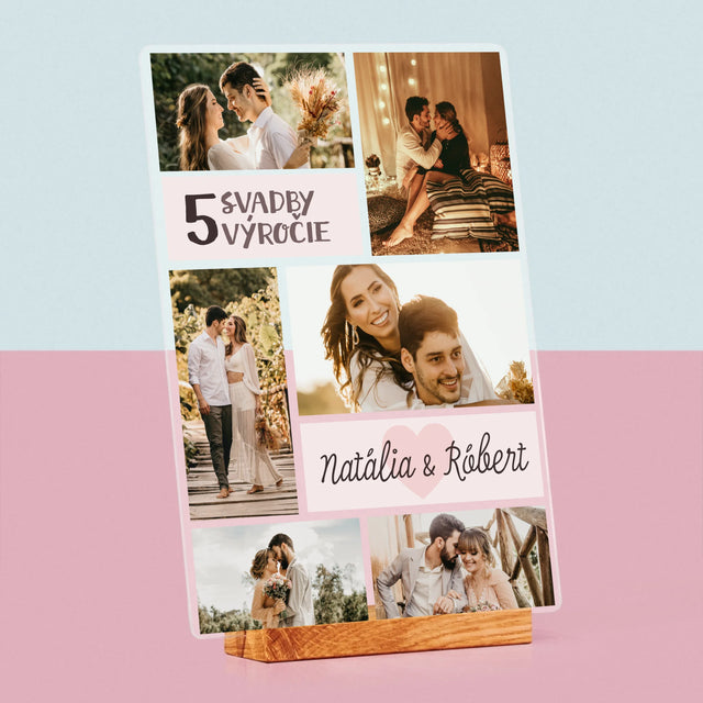 Fotokoláž: 5. Výročie Svadby - Tlač Na Akrylové Sklo (Vertikálne)