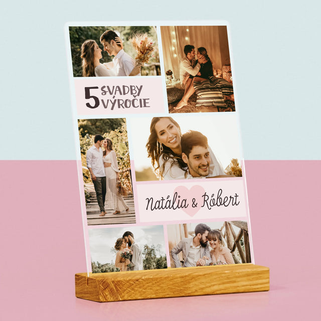 Fotokoláž: 5. Výročie Svadby - Tlač Na Akrylové Sklo (Vertikálne)