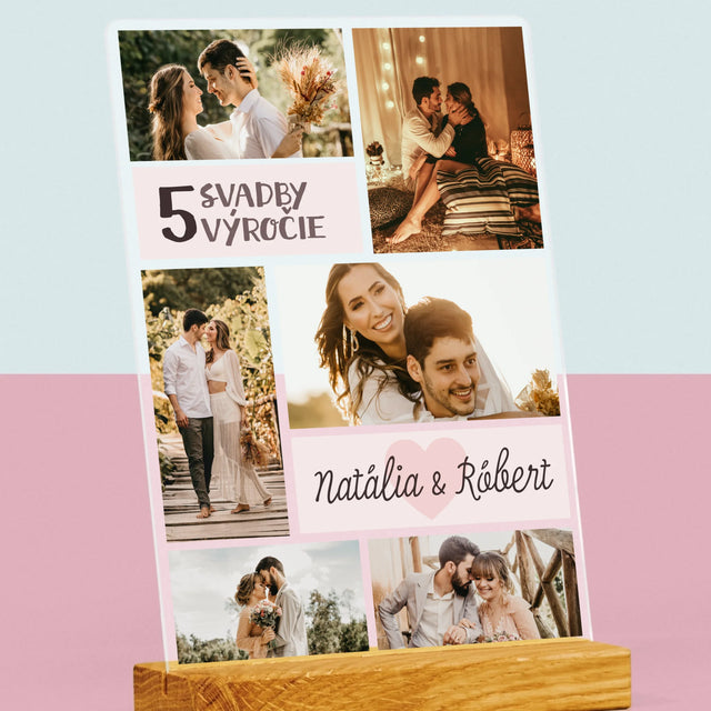 Fotokoláž: 5. Výročie Svadby - Tlač Na Akrylové Sklo (Vertikálne)