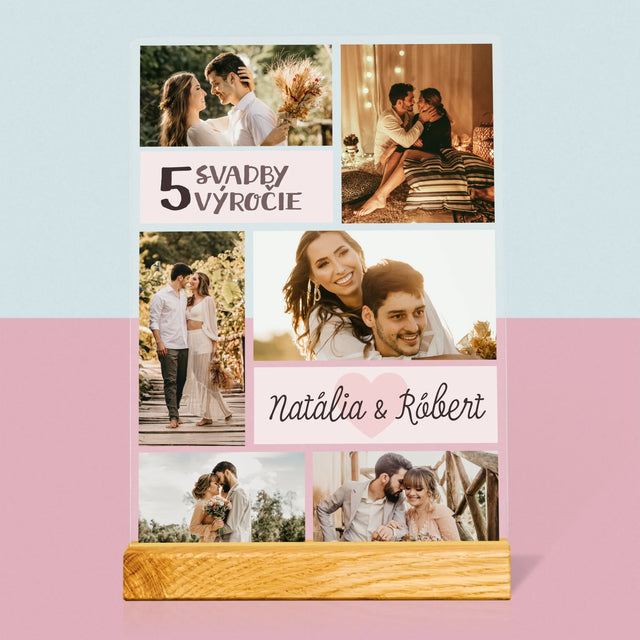 Fotokoláž: 5. Výročie Svadby - Tlač Na Akrylové Sklo (Vertikálne)