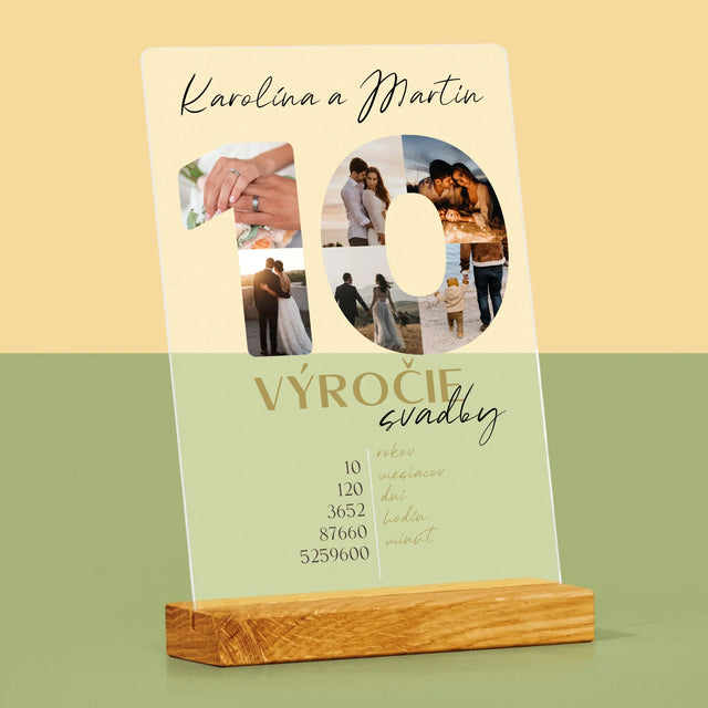 Slovo Z Fotografií: 10. Výročie Svadby - Tlač Na Akrylové Sklo (Vertikálne)
