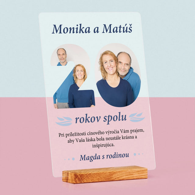 Slovo Z Fotografií: 20 Rokov Spolu - Tlač Na Akrylové Sklo (Vertikálne)