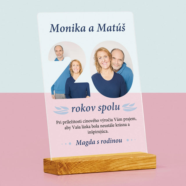 Slovo Z Fotografií: 20 Rokov Spolu - Tlač Na Akrylové Sklo (Vertikálne)