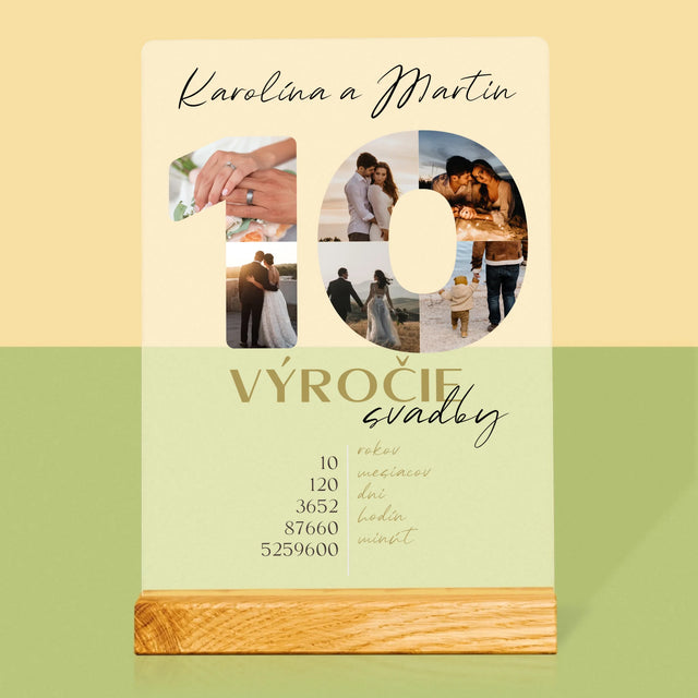 Slovo Z Fotografií: 10. Výročie Svadby - Tlač Na Akrylové Sklo (Vertikálne)
