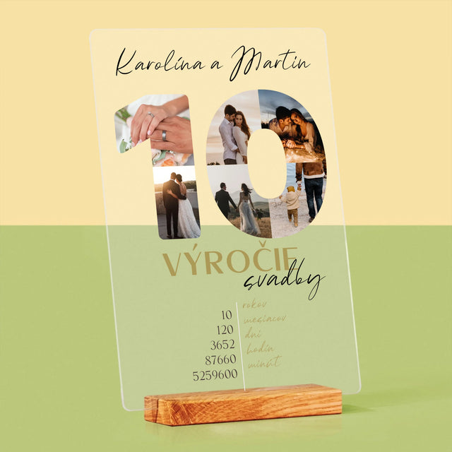 Slovo Z Fotografií: 10. Výročie Svadby - Tlač Na Akrylové Sklo (Vertikálne)