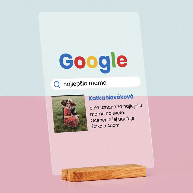 Fotografia A Podpis: Najlepšia Mama Výsledok Google - Tlač Na Akrylové Sklo (Vertikálne)