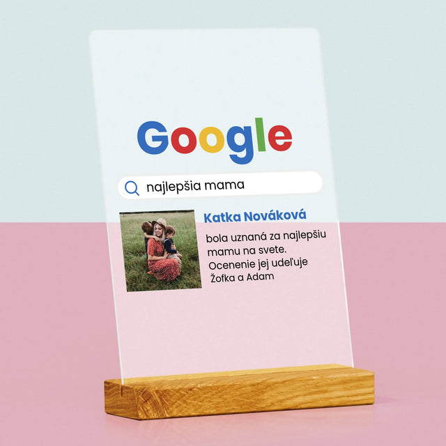 Fotografia A Podpis: Najlepšia Mama Výsledok Google - Tlač Na Akrylové Sklo (Vertikálne)