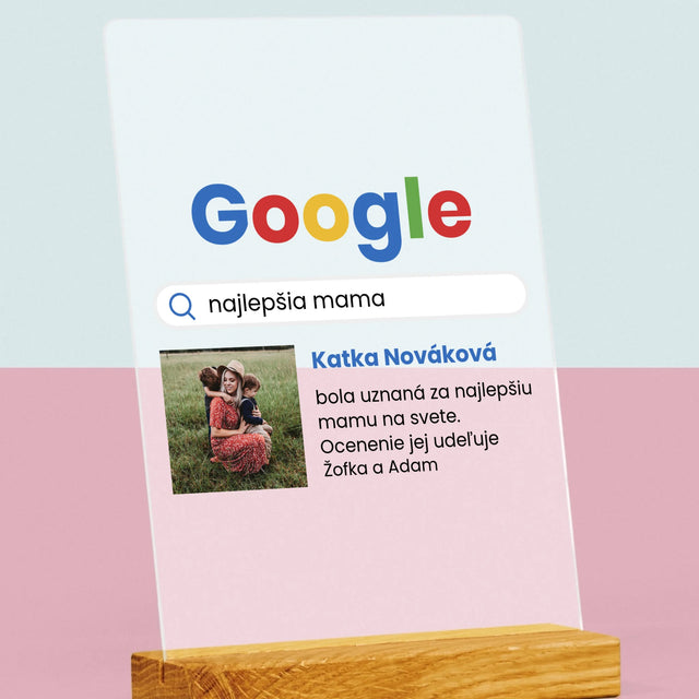 Fotografia A Podpis: Najlepšia Mama Výsledok Google - Tlač Na Akrylové Sklo (Vertikálne)