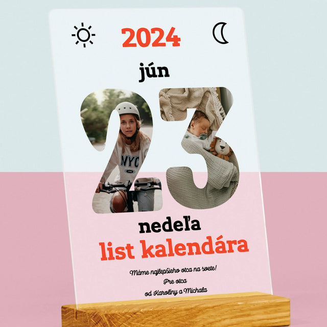 Slovo Z Fotografií: Deň Otcov List Kalendára - Tlač Na Akrylové Sklo (Vertikálne)