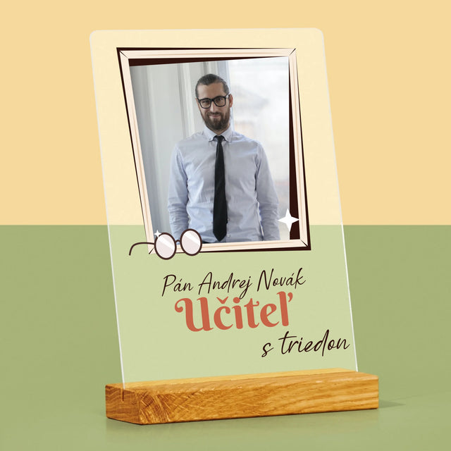 Fotografia A Podpis: Učiteľ S Triedou - Tlač Na Akrylové Sklo (Vertikálne)