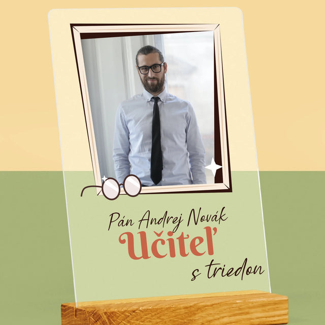 Fotografia A Podpis: Učiteľ S Triedou - Tlač Na Akrylové Sklo (Vertikálne)