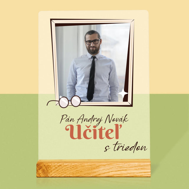 Fotografia A Podpis: Učiteľ S Triedou - Tlač Na Akrylové Sklo (Vertikálne)