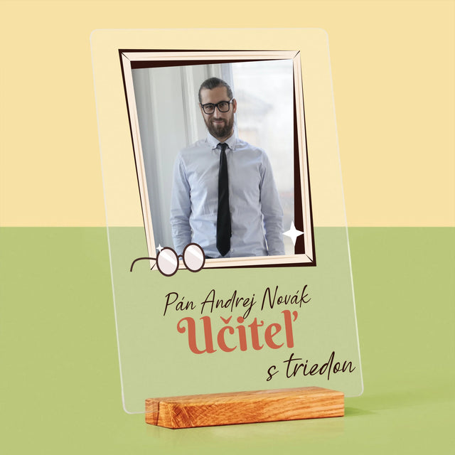 Fotografia A Podpis: Učiteľ S Triedou - Tlač Na Akrylové Sklo (Vertikálne)