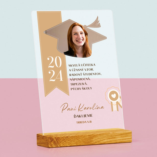Fotografia A Podpis: Diplom Pre Učiteľa - Tlač Na Akrylové Sklo (Vertikálne)