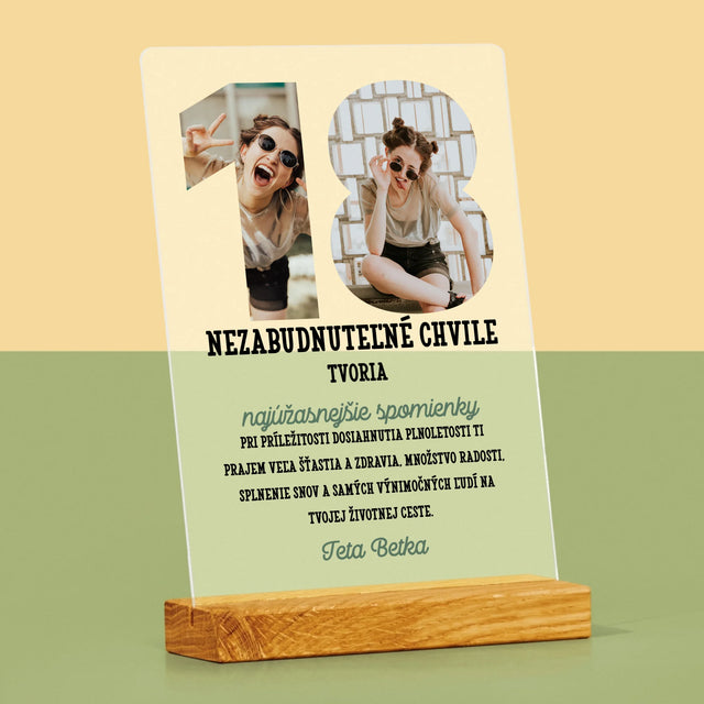 Slovo Z Fotografií: 18. Narodeniny - Tlač Na Akrylové Sklo (Vertikálne)