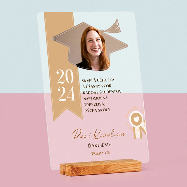 Fotografia A Podpis: Diplom Pre Učiteľa - Tlač Na Akrylové Sklo (Vertikálne)