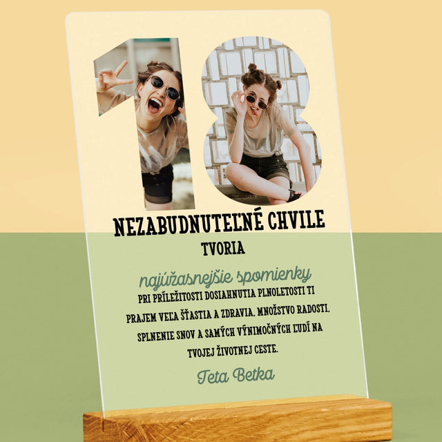 Slovo Z Fotografií: 18. Narodeniny - Tlač Na Akrylové Sklo (Vertikálne)