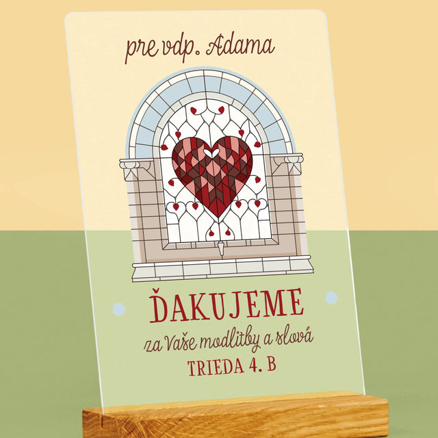 Meno A Podpis: Ďakujeme Za Vaše Modlitby - Tlač Na Akrylové Sklo (Vertikálne)