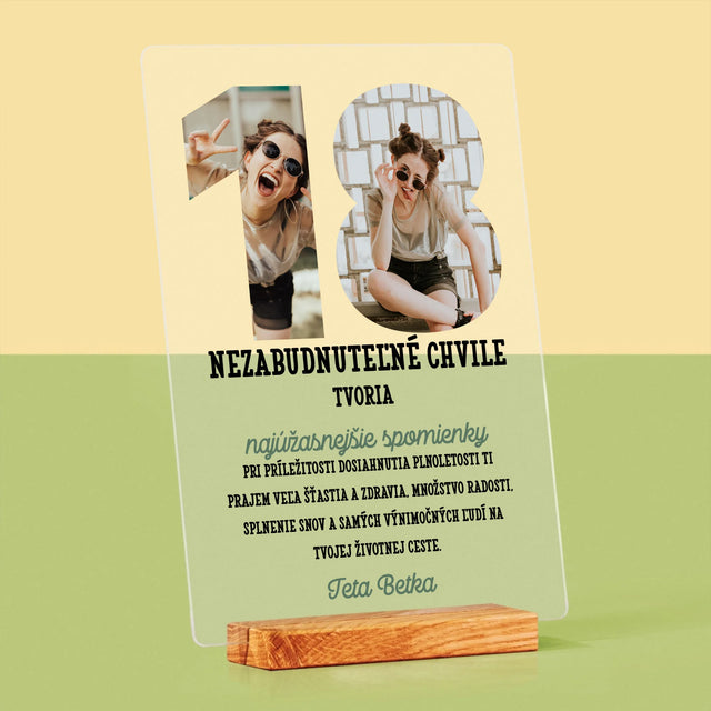 Slovo Z Fotografií: 18. Narodeniny - Tlač Na Akrylové Sklo (Vertikálne)