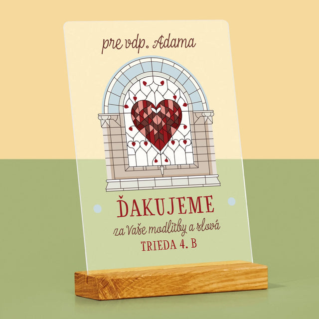 Meno A Podpis: Ďakujeme Za Vaše Modlitby - Tlač Na Akrylové Sklo (Vertikálne)