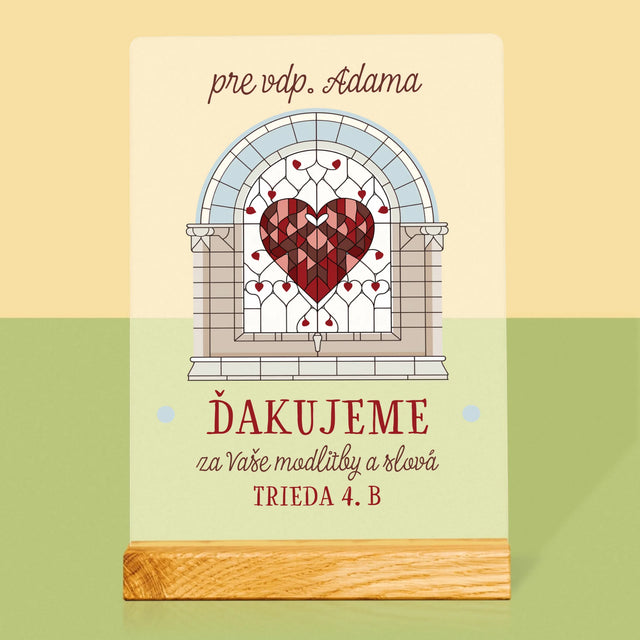 Meno A Podpis: Ďakujeme Za Vaše Modlitby - Tlač Na Akrylové Sklo (Vertikálne)
