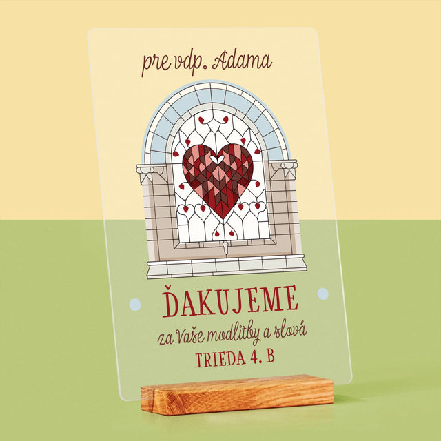 Meno A Podpis: Ďakujeme Za Vaše Modlitby - Tlač Na Akrylové Sklo (Vertikálne)