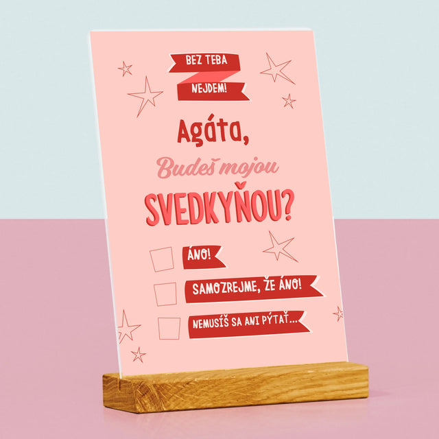 Meno A Podpis: Bez Teba Nejdem - Tlač Na Akrylové Sklo (Vertikálne)