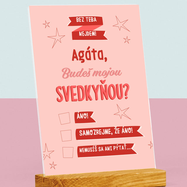 Meno A Podpis: Bez Teba Nejdem - Tlač Na Akrylové Sklo (Vertikálne)