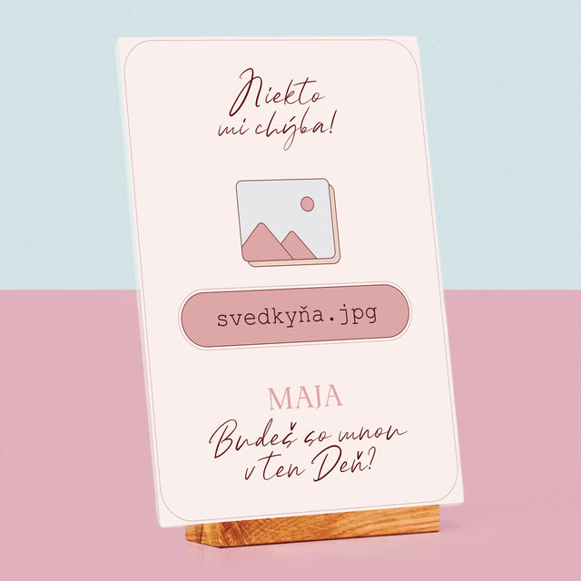 Meno A Podpis: Niekto Mi Chýba Svedkyňa - Tlač Na Akrylové Sklo (Vertikálne)