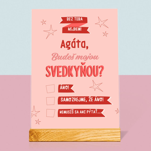 Meno A Podpis: Bez Teba Nejdem - Tlač Na Akrylové Sklo (Vertikálne)