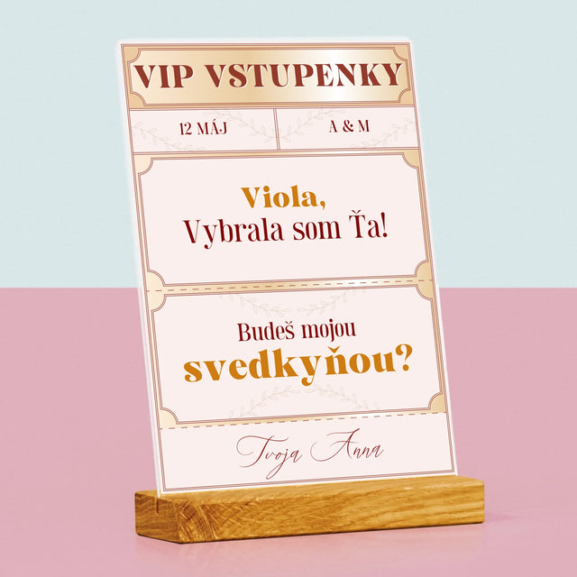 Meno A Podpis: Vip Vstupenky Svedkyňa - Tlač Na Akrylové Sklo (Vertikálne)