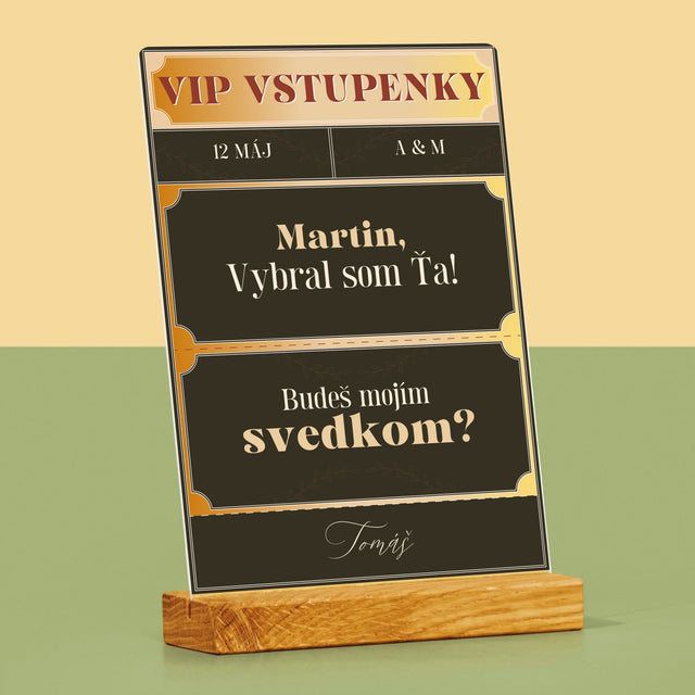 Meno A Podpis: Vip Vstupenky Svedok - Tlač Na Akrylové Sklo (Vertikálne)